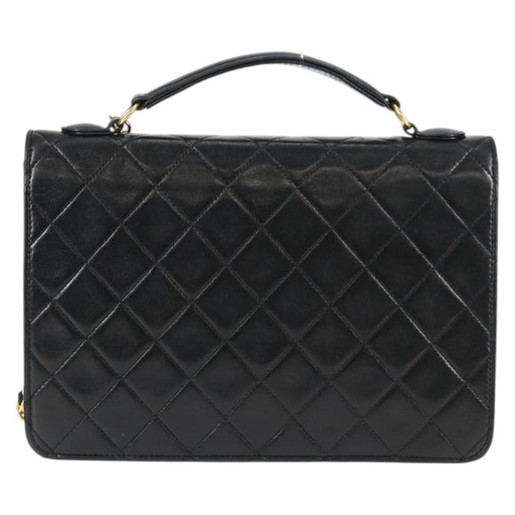 CHANEL Matelasse Double Turn Lock Coco Chain Bag Lamb Skin CC Auth 138976SA