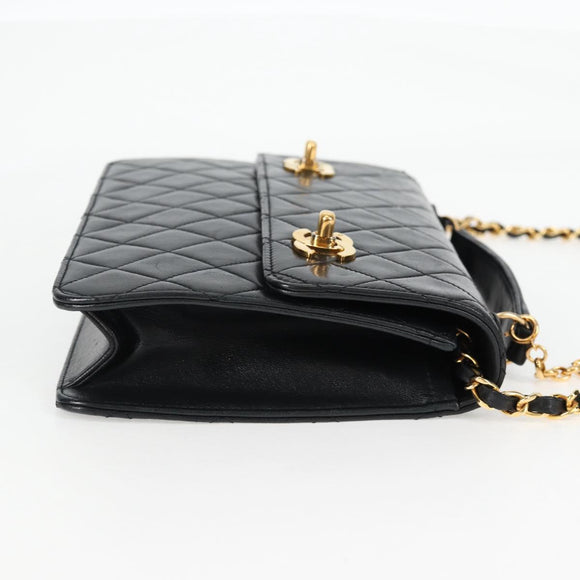 CHANEL Matelasse Double Turn Lock Coco Chain Bag Lamb Skin CC Auth 138976SA