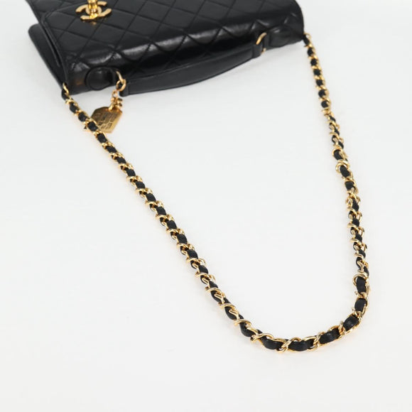 CHANEL Matelasse Double Turn Lock Coco Chain Bag Lamb Skin CC Auth 138976SA