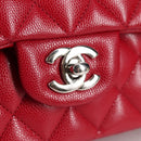 CHANEL Matelasse Chain Shoulder Bag Caviar Skin Red Silver CC Auth 138977M-19