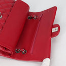 CHANEL Matelasse Chain Shoulder Bag Caviar Skin Red Silver CC Auth 138977M-20