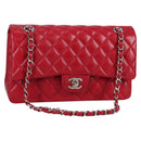 CHANEL Matelasse Chain Shoulder Bag Caviar Skin Red Silver CC Auth 138977M-1