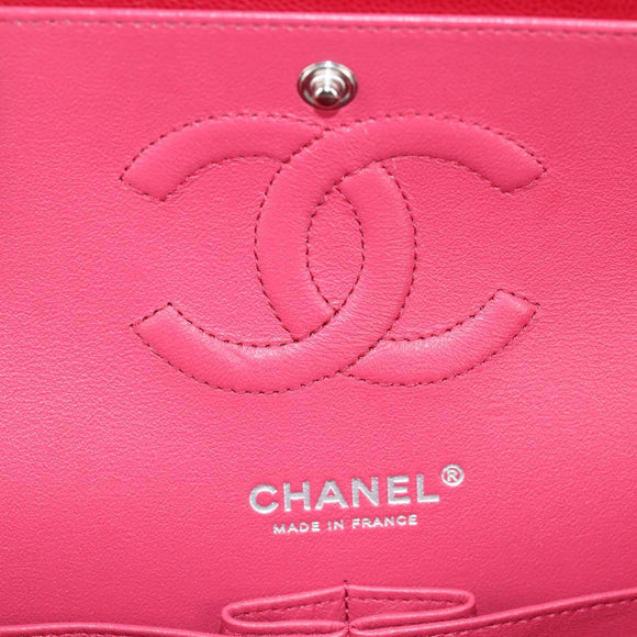 CHANEL Matelasse Chain Shoulder Bag Caviar Skin Red Silver CC Auth 138977M