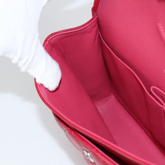 CHANEL Matelasse Chain Shoulder Bag Caviar Skin Red Silver CC Auth 138977M