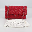 CHANEL Matelasse Chain Shoulder Bag Caviar Skin Red Silver CC Auth 138977M-12