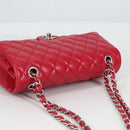 CHANEL Matelasse Chain Shoulder Bag Caviar Skin Red Silver CC Auth 138977M-6