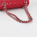 CHANEL Matelasse Chain Shoulder Bag Caviar Skin Red Silver CC Auth 138977M-7
