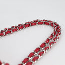 CHANEL Matelasse Chain Shoulder Bag Caviar Skin Red Silver CC Auth 138977M-14