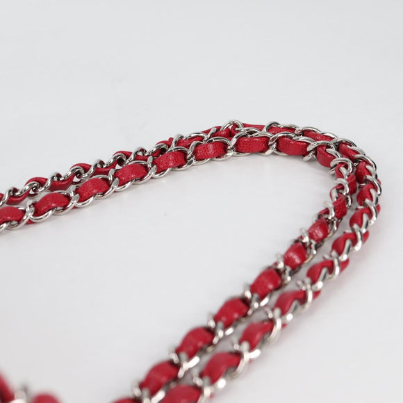 CHANEL Matelasse Chain Shoulder Bag Caviar Skin Red Silver CC Auth 138977M