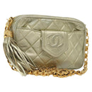 CHANEL Matelasse Chain Shoulder Bag Lamb Skin Champagne Gold CC Auth 138978-1