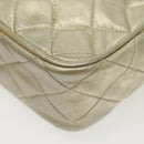 CHANEL Matelasse Chain Shoulder Bag Lamb Skin Champagne Gold CC Auth 138978-17