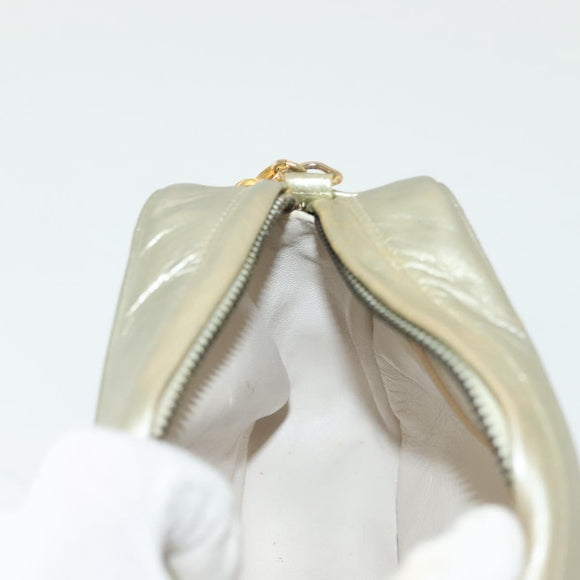 CHANEL Matelasse Chain Shoulder Bag Lamb Skin Champagne Gold CC Auth 138978