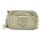 CHANEL Matelasse Chain Shoulder Bag Lamb Skin Champagne Gold CC Auth 138978-13