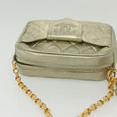 CHANEL Matelasse Chain Shoulder Bag Lamb Skin Champagne Gold CC Auth 138978-6