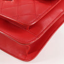 CHANEL Matelasse Chain Shoulder Bag Leather Red Silver CC Auth 138980A-12