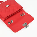 CHANEL Matelasse Chain Shoulder Bag Leather Red Silver CC Auth 138980A-16
