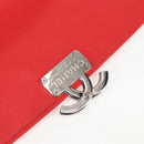 CHANEL Matelasse Chain Shoulder Bag Leather Red Silver CC Auth 138980A-17