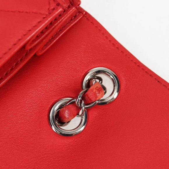 CHANEL Matelasse Chain Shoulder Bag Leather Red Silver CC Auth 138980A