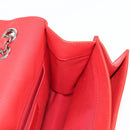 CHANEL Matelasse Chain Shoulder Bag Leather Red Silver CC Auth 138980A-21