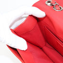 CHANEL Matelasse Chain Shoulder Bag Leather Red Silver CC Auth 138980A-22