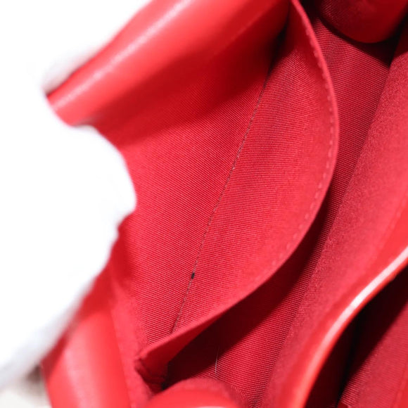 CHANEL Matelasse Chain Shoulder Bag Leather Red Silver CC Auth 138980A