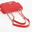 CHANEL Matelasse Chain Shoulder Bag Leather Red Silver CC Auth 138980A-7