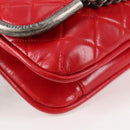 CHANEL Matelasse Chain Shoulder Bag Leather Red Silver CC Auth 138982A-11