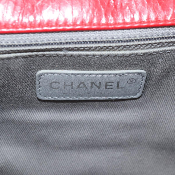 CHANEL Matelasse Chain Shoulder Bag Leather Red Silver CC Auth 138982A