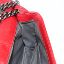 CHANEL Matelasse Chain Shoulder Bag Leather Red Silver CC Auth 138982A-20