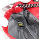 CHANEL Matelasse Chain Shoulder Bag Leather Red Silver CC Auth 138982A-21