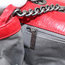 CHANEL Matelasse Chain Shoulder Bag Leather Red Silver CC Auth 138982A-22