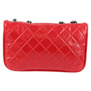 CHANEL Matelasse Chain Shoulder Bag Leather Red Silver CC Auth 138982A-3