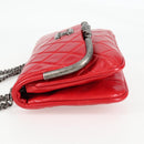 CHANEL Matelasse Chain Shoulder Bag Leather Red Silver CC Auth 138982A-4