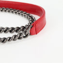 CHANEL Matelasse Chain Shoulder Bag Leather Red Silver CC Auth 138982A-8