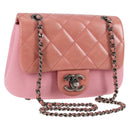 CHANEL Matelasse Chain Shoulder Bag Leather Pink CC Auth 138985A-1