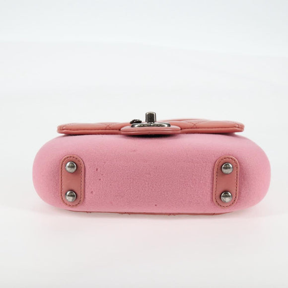 CHANEL Matelasse Chain Shoulder Bag Leather Pink CC Auth 138985A