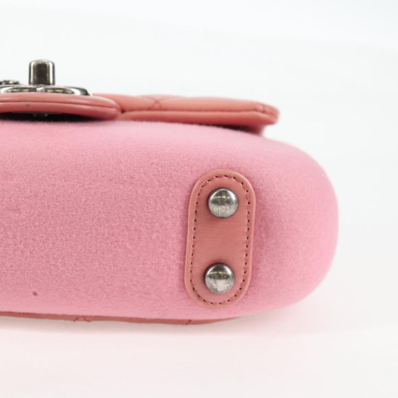 CHANEL Matelasse Chain Shoulder Bag Leather Pink CC Auth 138985A