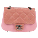 CHANEL Matelasse Chain Shoulder Bag Leather Pink CC Auth 138985A-13