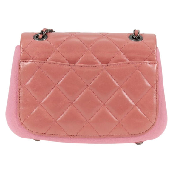 CHANEL Matelasse Chain Shoulder Bag Leather Pink CC Auth 138985A