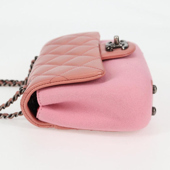 CHANEL Matelasse Chain Shoulder Bag Leather Pink CC Auth 138985A