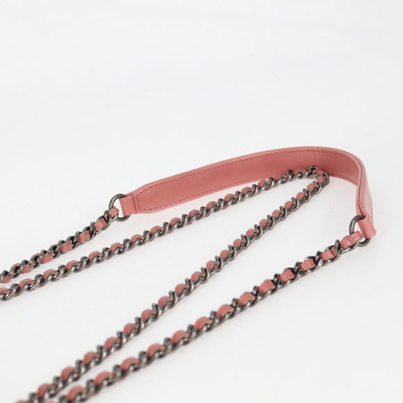 CHANEL Matelasse Chain Shoulder Bag Leather Pink CC Auth 138985A