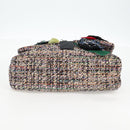 CHANEL Matelasse Camellia Chain Bag Tweed Multicolor Silver CC Auth 138988SM-5