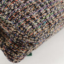 CHANEL Matelasse Camellia Chain Bag Tweed Multicolor Silver CC Auth 138988A-17