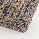 CHANEL Matelasse Camellia Chain Bag Tweed Multicolor Silver CC Auth 138988A-18