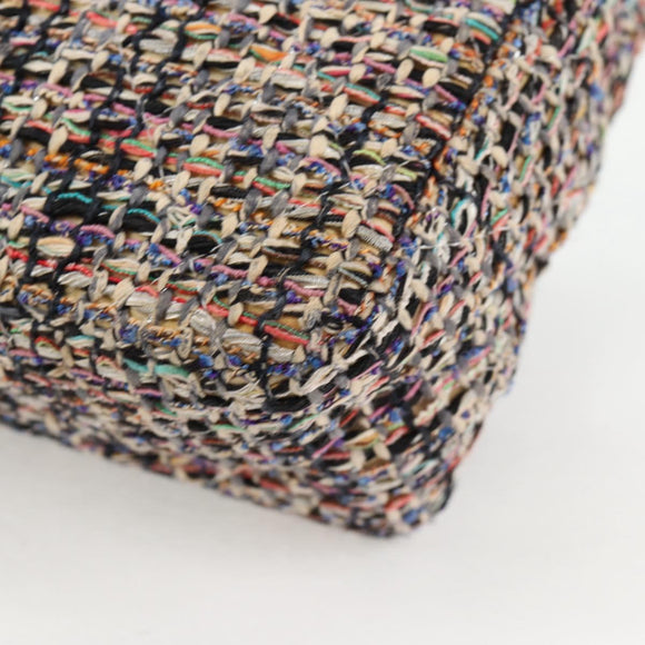 CHANEL Matelasse Camellia Chain Bag Tweed Multicolor Silver CC Auth 138988A