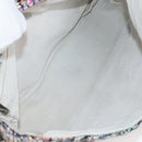 CHANEL Matelasse Camellia Chain Bag Tweed Multicolor Silver CC Auth 138988A-10