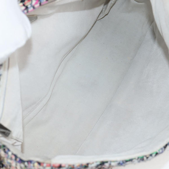 CHANEL Matelasse Camellia Chain Bag Tweed Multicolor Silver CC Auth 138988SM