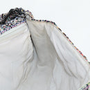 CHANEL Matelasse Camellia Chain Bag Tweed Multicolor Silver CC Auth 138988A-23