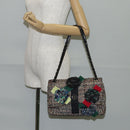 CHANEL Matelasse Camellia Chain Bag Tweed Multicolor Silver CC Auth 138988SM-27