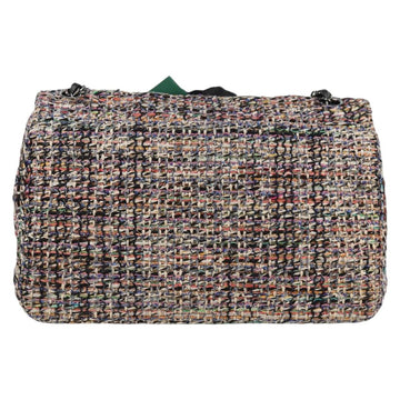 CHANEL Matelasse Camellia Chain Bag Tweed Multicolor Silver CC Auth 138988A - 0